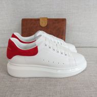 Alexander Mcqueen Oversized Sneakers Unisex Calf Leather with Suede Heel White/Red