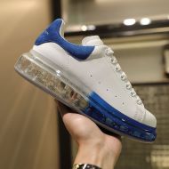 Alexander Mcqueen Oversized Sneakers Unisex Calf Leather with Transparent Degrade Sole White/Blue
