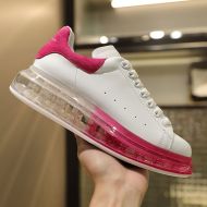Alexander Mcqueen Oversized Sneakers Unisex Calf Leather with Transparent Degrade Sole White/Rose