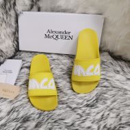 Alexander Mcqueen Pool Slides Unisex Rubber with MCQ Logo Lemon