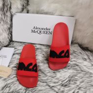 Alexander Mcqueen Pool Slides Unisex Rubber with MCQ Logo Red