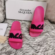 Alexander Mcqueen Pool Slides Unisex Rubber with MCQ Logo Rose