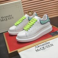Alexander Mcqueen Oversized Sneakers Unisex Calf Leather with Contrast Rubber Heel White/Green