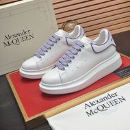 Alexander Mcqueen Oversized Sneakers Unisex Calf Leather with Contrast Rubber Heel White/Purple