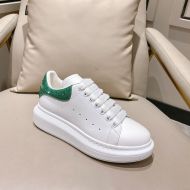 Alexander Mcqueen Oversized Sneakers Unisex Calf Leather with Crystal-Embellished White/Military Green