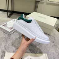 Alexander Mcqueen Oversized Sneakers Unisex Calf Leather with Crystal-Embellished White/Green