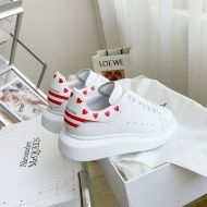 Alexander Mcqueen Oversized Sneakers Unisex Calf Leather with Heart Print White