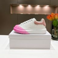 Alexander Mcqueen Oversized Sneakers Unisex Calf Leather with Melange Spray White/Pink