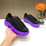 Alexander Mcqueen Oversized Sneakers Unisex Calf Leather with Spray Paint Sole Black/Purple