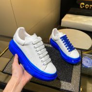 Alexander Mcqueen Oversized Sneakers Unisex Calf Leather with Spray Paint Sole White/Blue