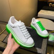 Alexander Mcqueen Oversized Sneakers Unisex Calf Leather with Spray Paint Sole White/Green