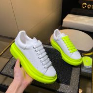 Alexander Mcqueen Oversized Sneakers Unisex Calf Leather with Spray Paint Sole White/Lemon