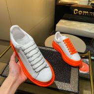Alexander Mcqueen Oversized Sneakers Unisex Calf Leather with Spray Paint Sole White/Orange