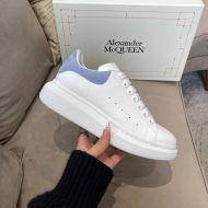 Alexander Mcqueen Oversized Sneakers Unisex Calf Leather with Suede Heel White/Sky Blue
