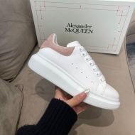 Alexander Mcqueen Oversized Sneakers Unisex Calf Leather with Suede Heel White/Cherry