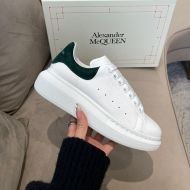 Alexander Mcqueen Oversized Sneakers Unisex Calf Leather with Suede Heel White/Green