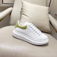 Alexander Mcqueen Oversized Sneakers Unisex Calf Leather with Suede Heel White/Olive
