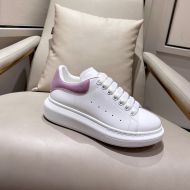 Alexander Mcqueen Oversized Sneakers Unisex Calf Leather with Suede Heel White/Violet