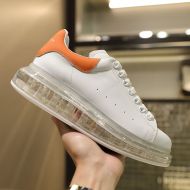 Alexander Mcqueen Oversized Sneakers Unisex Calf Leather with Transparent Sloe and Leather Heel White/Orange