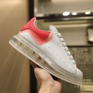Alexander Mcqueen Oversized Sneakers Unisex Calf Leather with Transparent Sloe and Leather Heel White/Red