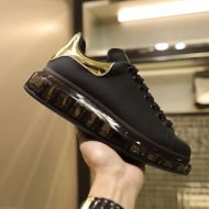 Alexander Mcqueen Oversized Sneakers Unisex Calf Leather with Transparent Sloe and Transparent Heel Black