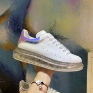 Alexander Mcqueen Oversized Sneakers Unisex Calf Leather with Transparent Sloe and Transparent Heel White/Purple