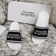 Alexander Mcqueen Pool Slides Unisex Rubber with Embedded Logo White/Black