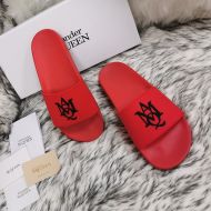 Alexander Mcqueen Pool Slides Unisex Rubber with AMQ Logo Red