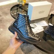 Alexander Mcqueen Tread Slick Boots Women Studs Embellished Calf Leather Black