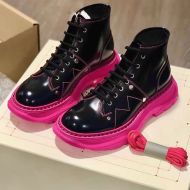 Alexander Mcqueen Tread Slick Sneakers Women Stitching Leather with Studs Black/Rose