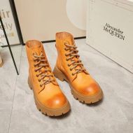 Alexander Mcqueen Wander Boots Women Shiny Calf Leather Orange