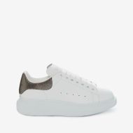 Alexander Mcqueen Oversized Sneakers Unisex Calf Leather with Grain Heel White/Silver