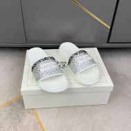 Alexander Mcqueen Pool Slides Men Crystal-Embellished Rubber White/Silver