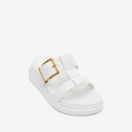 Alexander Mcqueen Hybrid Slides Unisex Calf Leather with Buckle Fastening White