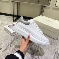 Alexander Mcqueen Oversized Sneakers Unisex Calf Leather with Suede Heel White/Light Grey