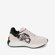 Alexander Mcqueen Sprint Runner Sneakers Unisex Suede with Applique Seal Logo Cherry/Black