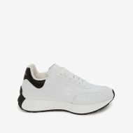 Alexander Mcqueen Sprint Runner Sneakers Unisex Suede with Applique Seal Logo White/Black