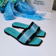 Alexander Mcqueen Signature Slides Women Calf Leather Blue