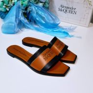 Alexander Mcqueen Signature Slides Women Calf Leather Brown