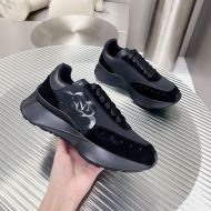 Alexander Mcqueen Sprint Runner Sneakers Women Suede with Applique Seal Logo Black