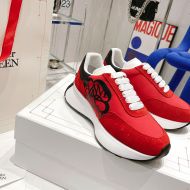 Alexander Mcqueen Sprint Runner Sneakers Women Suede with Applique Seal Logo Red/Black