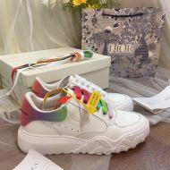 Alexander Mcqueen Court Trainer Sneakers Women Calf Leather with Irridescent Glitter Heel White/Purple