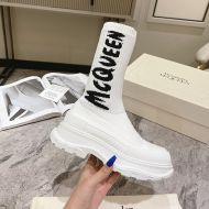 Alexander Mcqueen Tread Slick Boots Women Graffiti Knit White