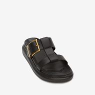 Alexander Mcqueen Hybrid Slides Unisex Calf Leather with Buckle Fastening Black