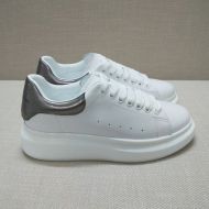 Alexander Mcqueen Oversized Sneakers Unisex Calf Leather with Leather Heel White/Grey