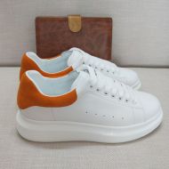 Alexander Mcqueen Oversized Sneakers Unisex Calf Leather with Suede Heel White/Camel