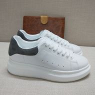 Alexander Mcqueen Oversized Sneakers Unisex Calf Leather with Suede Heel White/Grey