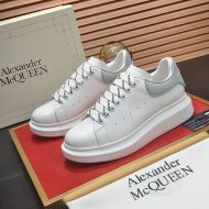 Alexander Mcqueen Oversized Sneakers Unisex Calf Leather with Contrast Rubber Heel White/Grey