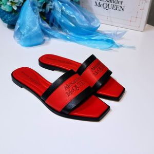 Alexander Mcqueen Signature Slides Women Calf Leather Red