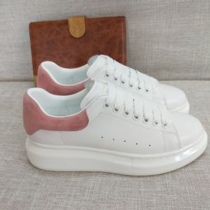 Alexander Mcqueen Oversized Sneakers Unisex Calf Leather with Suede Heel White/Pink